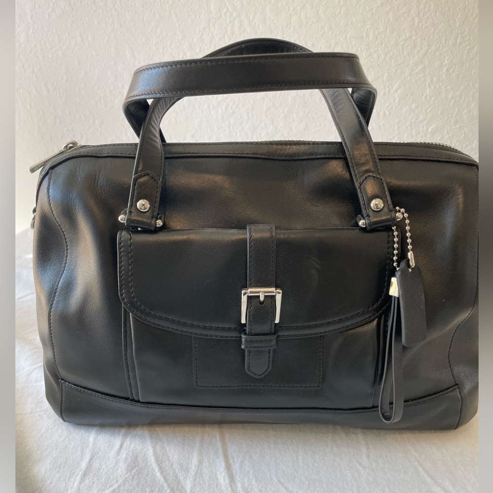 Coach Charlie Convertible Crossbody Large Black Leather Satchel